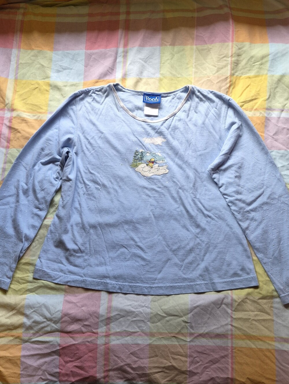 Light Blue Long-Sleeve Tee with Winnie the Pooh Graphic